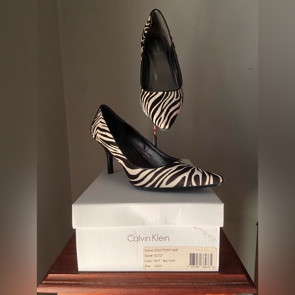 Calvin Klein Black and White Zebra Heels